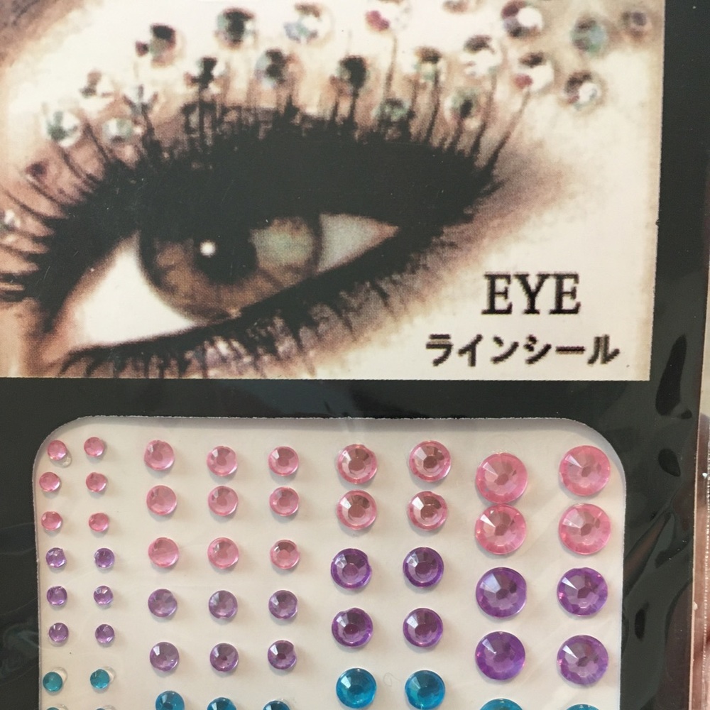 Rhinestone eye jewels makeup